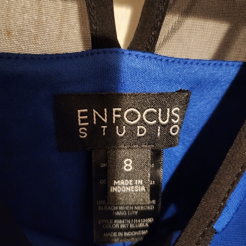 En Focus Studio Blue And Black Mesh Dress Size 8 - Picture 3 of 5